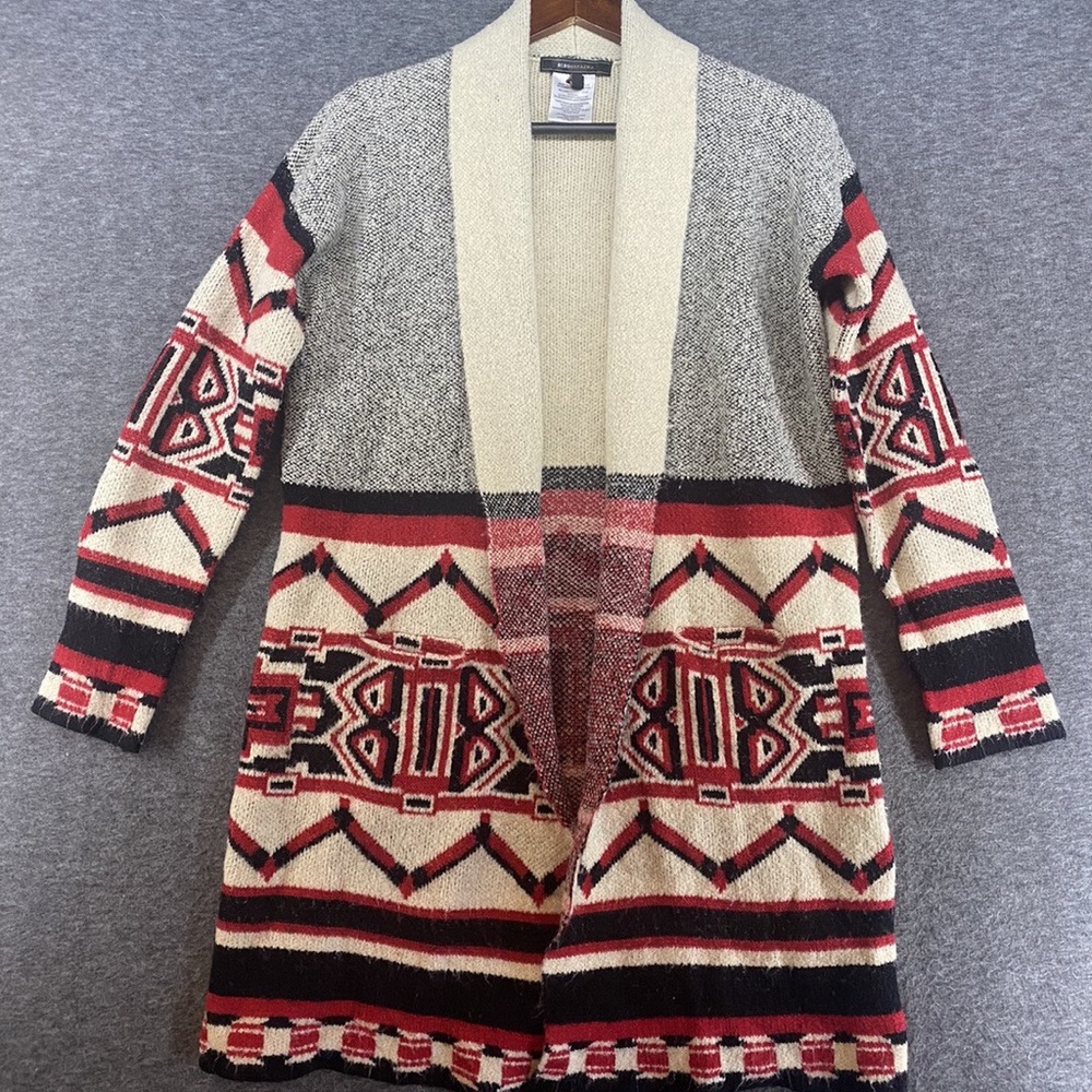 BCBG maxazria Aztec tribal southwestern long cardigan career cozy Small